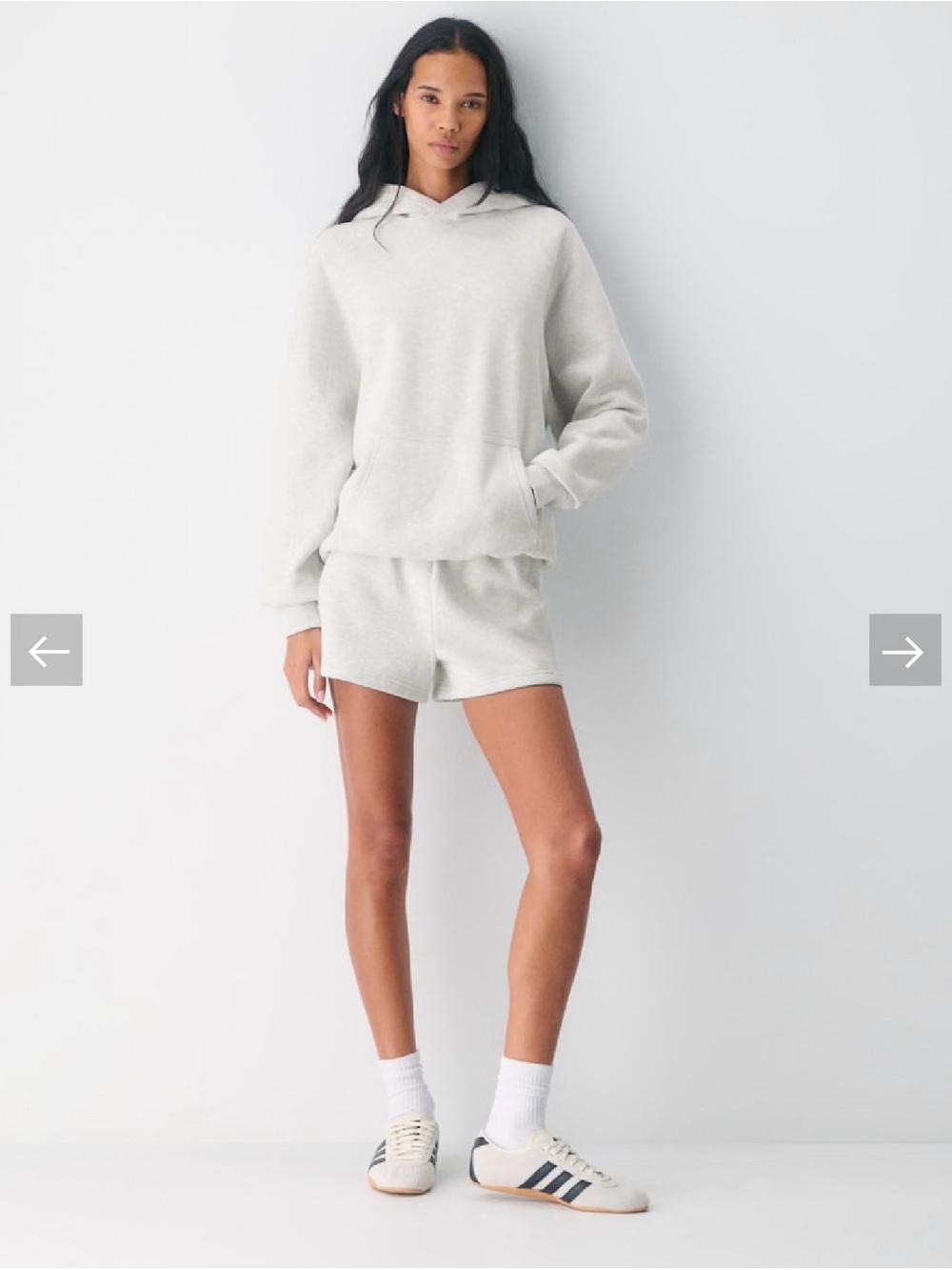 Aritzia Cozy Sweatfleece Perfect Hi-Rise Mini Short - Heather Cloud White XXS